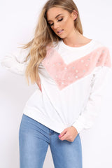 White Jumper with Fur and Pearl Front - Annita