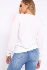 White Jumper with Fur and Pearl Front - Annita