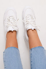 White Chunky Lace Up Trainers - Aaniya