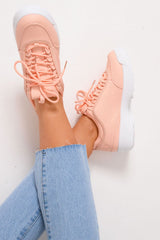 Pink Chunky Lace Up Trainers - Aaniya