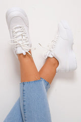 White Chunky Lace Up Trainers - Aaniya