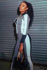 Grey White and Black Striped Tracksuit - Cayla