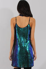 Blue Sequin Cami Choker Dress - Ariel