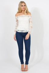 White Lace Bardot Top - Ariel