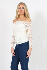 White Lace Bardot Top - Ariel
