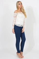 White Lace Bardot Top - Ariel