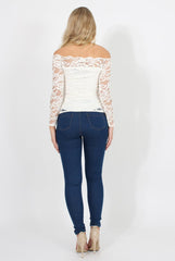 White Lace Bardot Top - Ariel