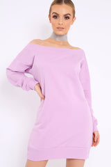 Lilac Bardot Sweater Dress - Ariel