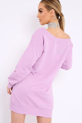 Lilac Bardot Sweater Dress - Ariel
