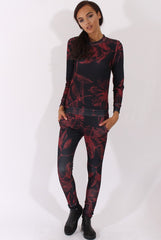 Red Floral Print Tracksuit - Aries
