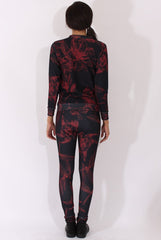 Red Floral Print Tracksuit - Aries