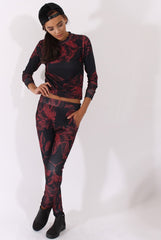 Red Floral Print Tracksuit - Aries