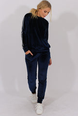 Navy Velvet Stripe Tracksuit - Armani