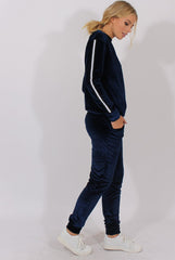Navy Velvet Stripe Tracksuit - Armani