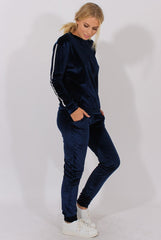 Navy Velvet Stripe Tracksuit - Armani