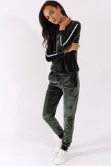 Green Velvet Stripe Tracksuit - Armani