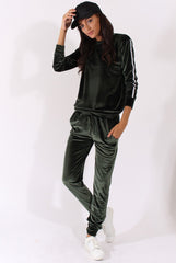 Green Velvet Stripe Tracksuit - Armani