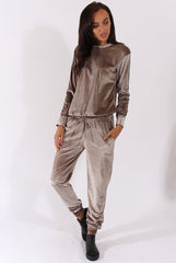 Taupe Velvet Stripe Tracksuit - Armani