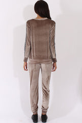Taupe Velvet Stripe Tracksuit - Armani