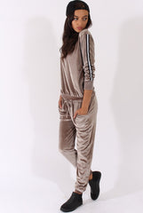 Taupe Velvet Stripe Tracksuit - Armani