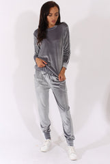 Grey Velvet Stripe Tracksuit - Armani