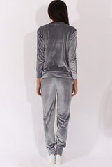Grey Velvet Stripe Tracksuit - Armani