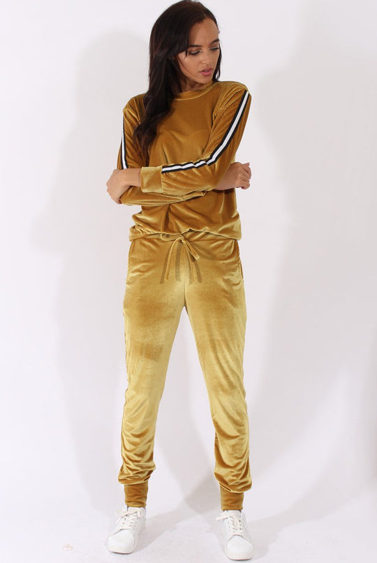 Mustard Velvet Stripe Tracksuit - Armani