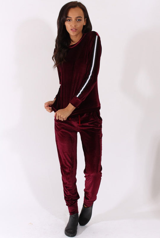 Plum Velvet Stripe Tracksuit - Armani