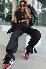 Black Straight Leg Ankle Tie Trouser - Darby