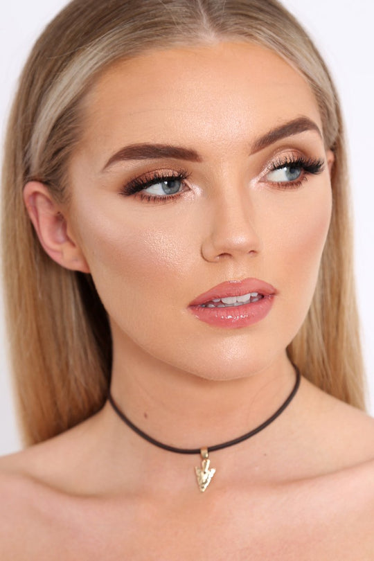 Brown Faux Leather Arrow Choker - Angel