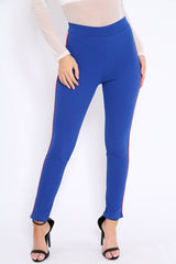 Royal Blue Contrast Side Stripe Trousers - Arva