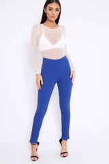 Royal Blue Contrast Side Stripe Trousers - Arva