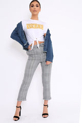 White Knot Front Vogue Slogan Top - Ashira