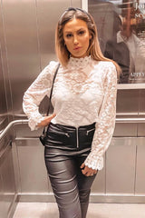 White Lace High Neck Blouse - Bay