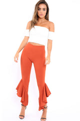 Rust Frill Hem Trousers - Ashlie