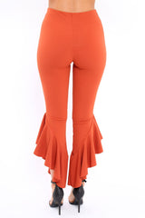 Rust Frill Hem Trousers - Ashlie