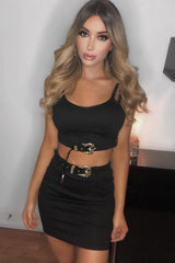 Black Gold Double Western Buckle Co-Ord - Aspyn