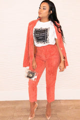 Rust Corduroy Gold Button Blazer - Charissa