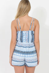 Blue Print Tassel Detail Playsuit - Athea