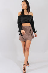 Black Bardot Crop Top - Sasha