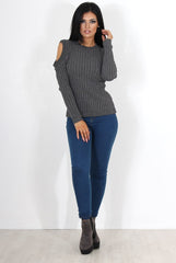 Auden Grey Cold Shoulder Top