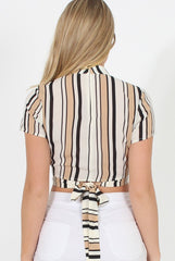 Nude & White Wrap Around Choker Top - Audrey