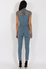 Blue Cage Detail Jumpsuit - Aurelia