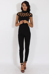 Black Cage Detail Jumpsuit - Aurelia