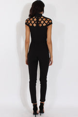 Black Cage Detail Jumpsuit - Aurelia