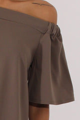 Grey Bardot Split Back Top - Aurora