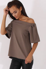 Grey Bardot Split Back Top - Aurora