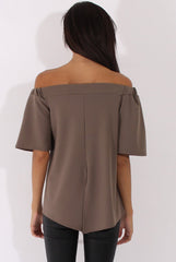 Grey Bardot Split Back Top - Aurora