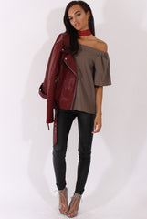 Grey Bardot Split Back Top - Aurora