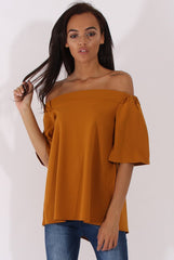Mustard Bardot Split Back Top - Aurora
